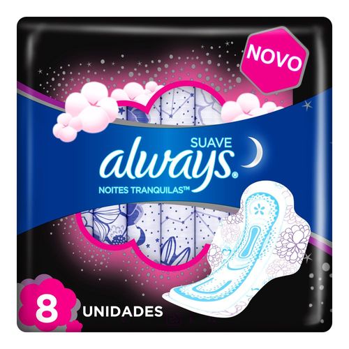 absorvente Always Noturno Suave Com Abas - Leve 8 Pague 7 - Always