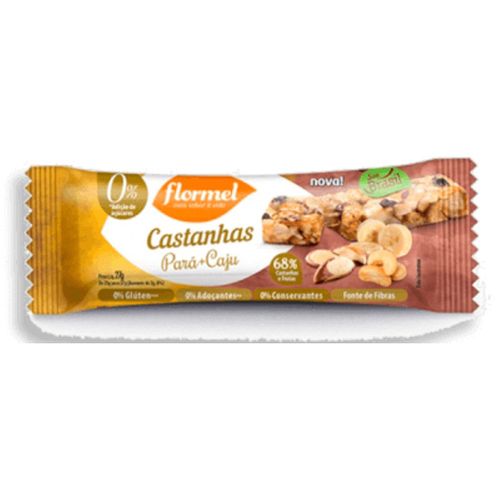 Flormel Barra de Cereal Castanha-do-Pará e Caju Sem Açúcar Sem Glúten