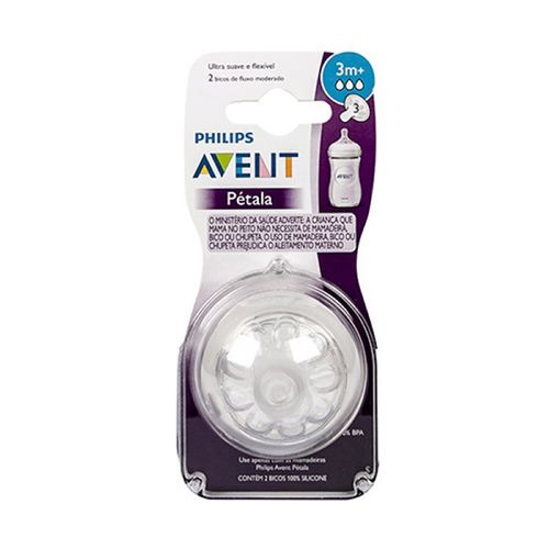 Bico Mamadeira Pétala Nº3 2un Silicone Anticólica Avent