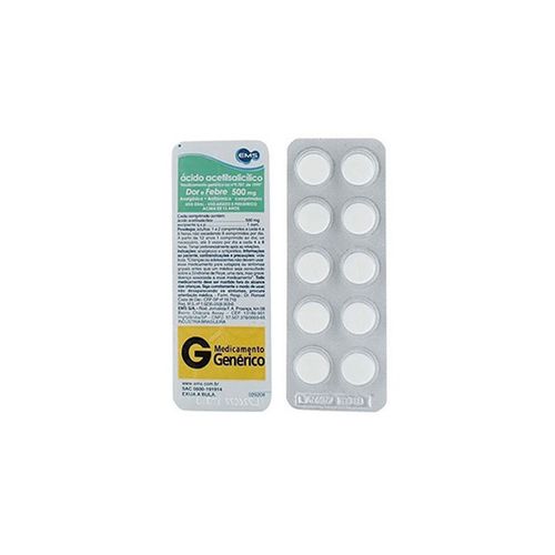 Ácido Acetilsalicílico 500mg - Genérico EMS - 10 comprimidos