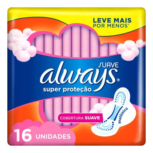 absorvente Always Super Proteção Suave Com Abas 16 un - Always