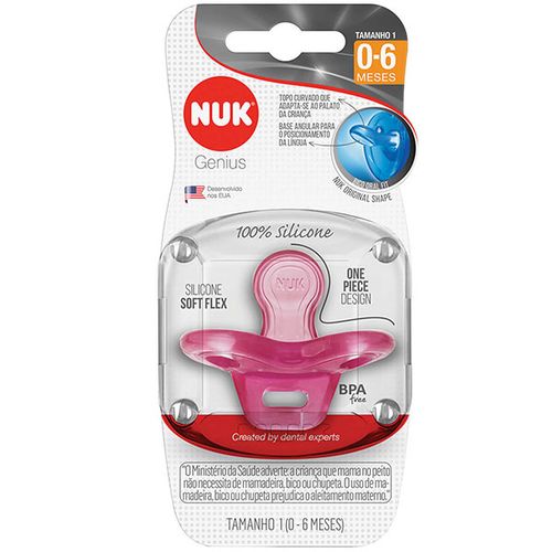 Chupeta infantil de Silicone NUK Genius T1 (0-6m) Rosa