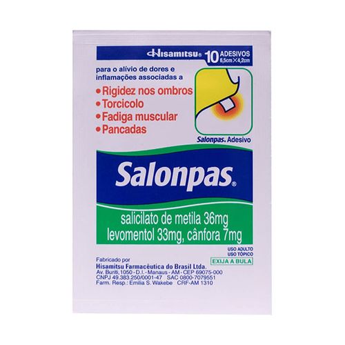 Adesivo Analgésico Salonpas 144mg + 131mg + 28,4mg 10 Unidades