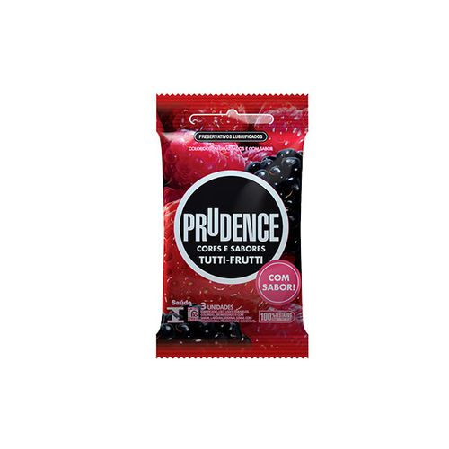 Preservativo Masculino Colorido 3 Unidades Sabor Tutti-Frutti Prudence