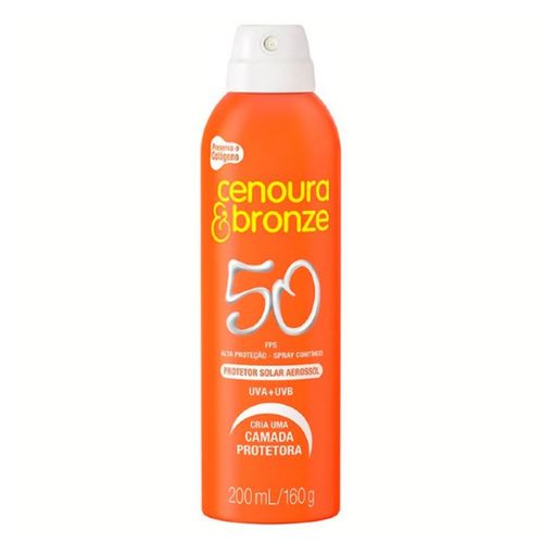 Protetor Solar Aerossol Cenoura e Bronze FPS 50 200ml