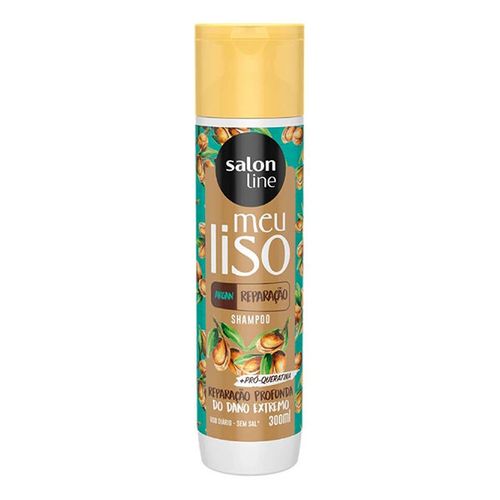 Shampoo Meu Liso Argan Reparação 300ml para Cabelos Lisos Salon Line