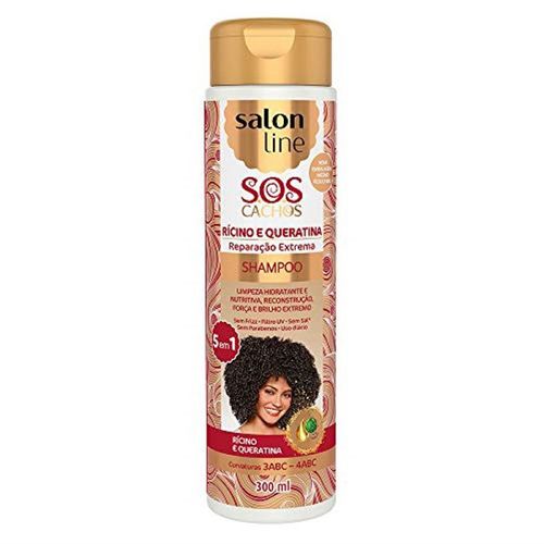 Shampoo Rícino e Queratina SOS 300ml Salon Line para Cabelos Cacheados e Crespos