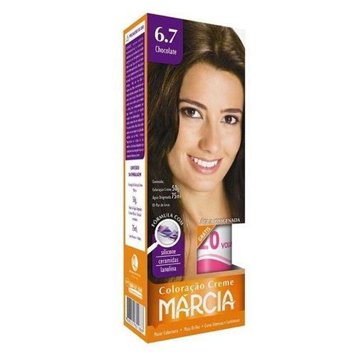 Creme de Tintura Marcia 6.7 Chocolate 50G - Marcia Cosmeticos