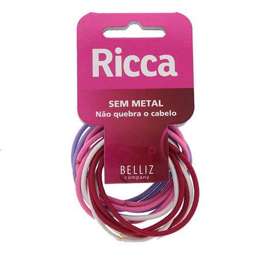 Elástico Cabelo Colors Cores Sortidas Kit 12 unidades Sem Metal 2mm Ricca
