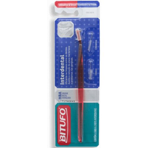 Escova de Dentes Interdental Interdent 2 Ref 2 Unidades Vermelha/Preta Cerdas Rosa Bitufo
