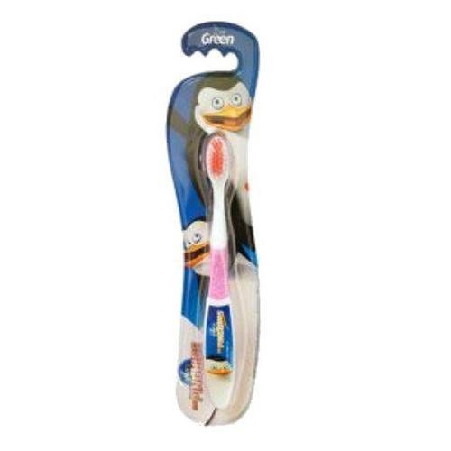 Escova De Dentes Green Infantil Pinguins Macia - Green