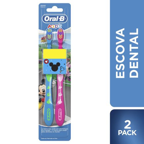Escova Dental Macia Mickey Oral-B Kids 2 Unidades