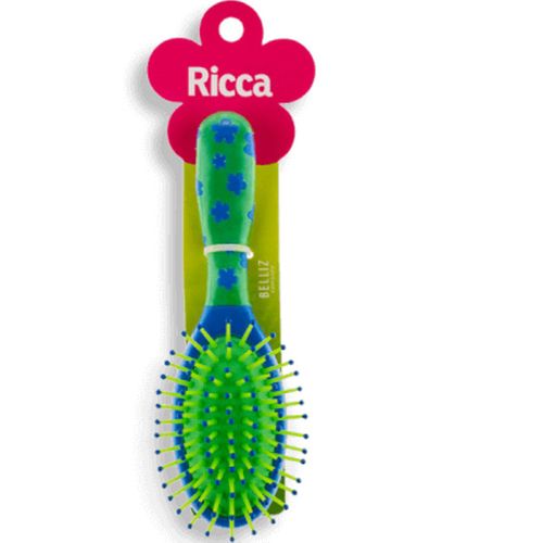 Escova Infantil Ricca Kids Oval 277 Verde e Azul Estampada - Ricca