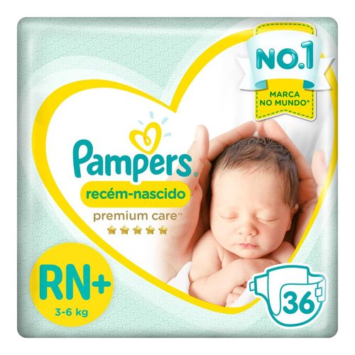 Fralda Pampers Premium Care RN+ - Récem-nascido - 36 unidades