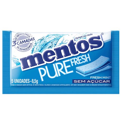 Goma De Mascar Mentos Pure Fresh 3 Camadas Mentalterado 8,5G 15Un - Mentos