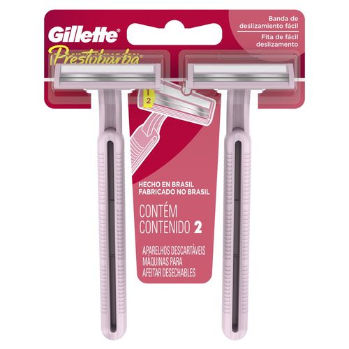 Kit Aparelho Barbear Descartável Prestobarba Regular Fem 02Un - Gillette Prestob2
