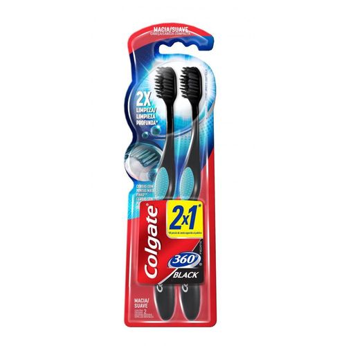 Kit Escova De Dentes Colgate 360 Black - Leve 2 Pague 1 - Colgate 360