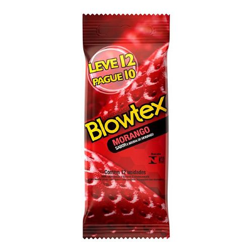 Preservativo Masculino Morango 12 Unidades Látex Lubrificado Silicone Blowtex