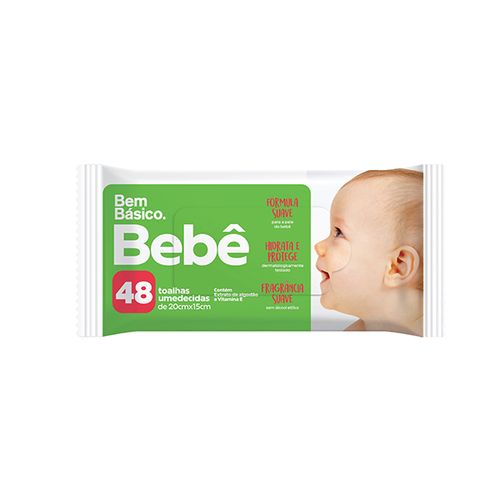 Lenço Umedecido Bem Básico Bebê Com 48 - Bem Básico