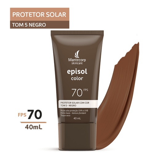 Protetor Solar Facial Episol Color Tom 5 Negro FPS 70 - 40ml
