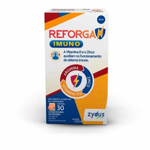 Suplemento Alimentar Reforgan Imuno Zydus 500mg Aspartato de Arginina + 10mg Zinco + 2000UI Vitamina D Comprimido 30 Unidades