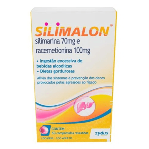 Suplemento Silimarina 70mg + Racemetionina 100mg Zydus 30 Comprimidos