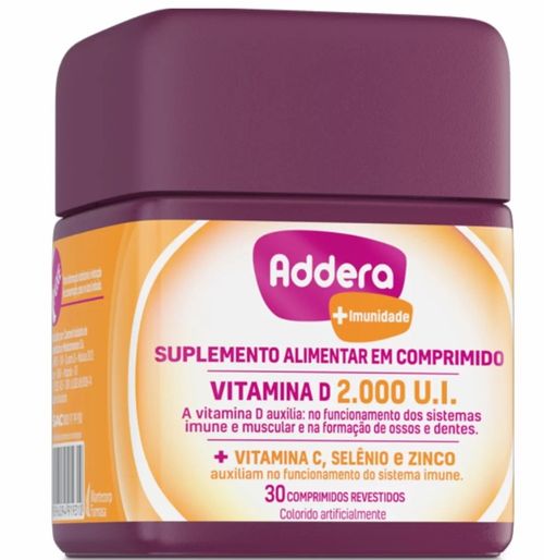 Suplemento Addera Max Imunidade 10mcg Calcifediol 30 Comprimidos