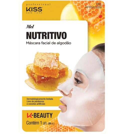 Máscara Facial de Algodão Mel 20ml Kiss NY