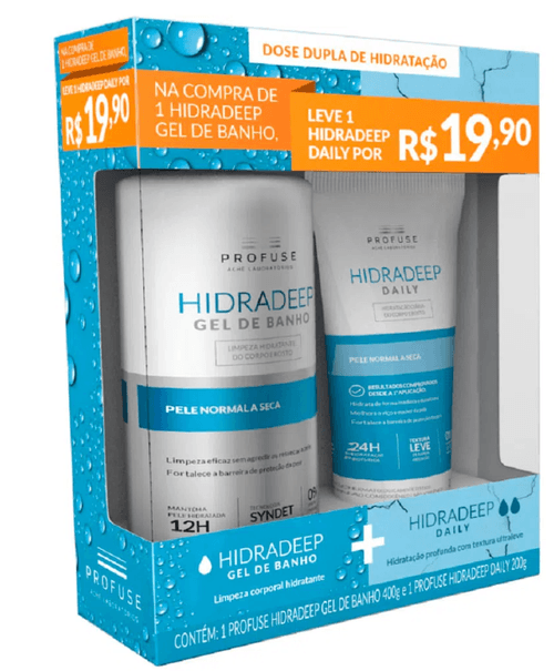 Kit Gel de Banho e Hidratante Hidradeep Pele Normal a Seca 400g+200g Profuse