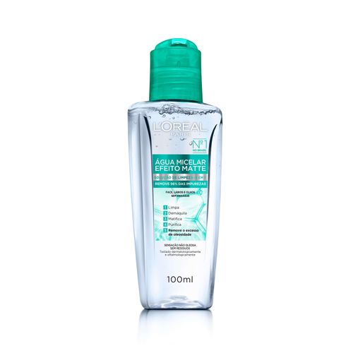 Água Micelar Efeito Matte L'Oréal Paris Solução de Limpeza Facial, 100ml