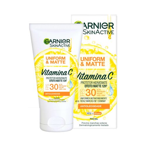 Protetor Hidratante Facial Garnier Uniform & Matte Vitamina C FPS 30, 40g