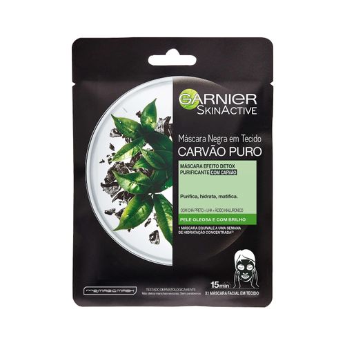 Máscara Facial em Tecido Garnier Hidra Bomb Carvão Detox, 28g