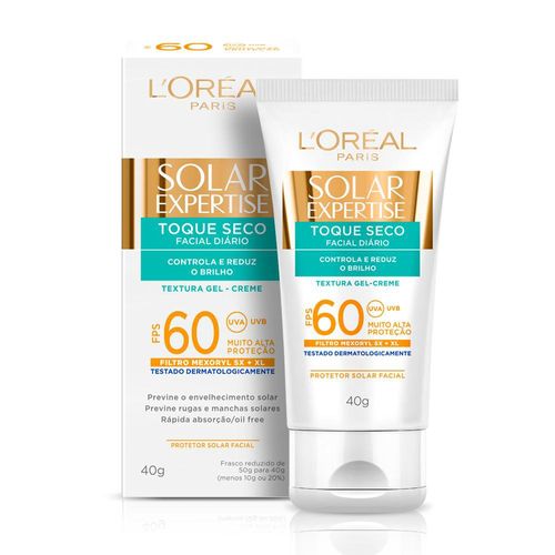 Protetor Solar Facial L'Oréal Paris Solar Expertise Toque Seco FPS 60, 40g