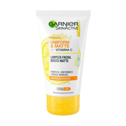 Limpeza Facial Garnier Uniform & Matte Vitamina C Antioleosidade, 120g