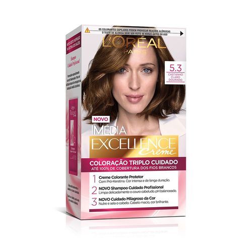 Tinta de Cabelo Imedia Excellence 5.3 Castanho Claro Dourado