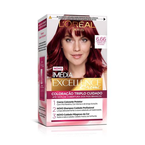 Tinta de Cabelo Imedia Excellence 6.66 Vermelho Intenso
