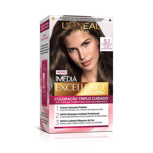 Tinta de Cabelo Imedia Excellence 5.1 Castanho Claro Acinzentado