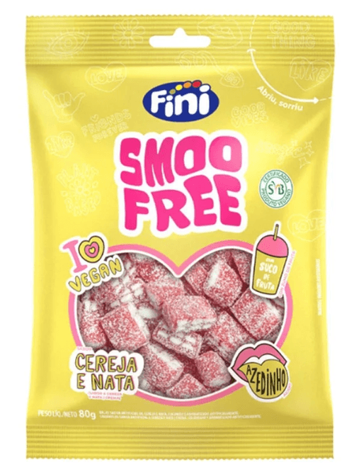 Bala Fini Vegana Smoofree Cereja e Nata Azedinho - 80g