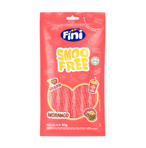 Bala Tubes Smoofree Morango Cítrico Vegano 80g Fini