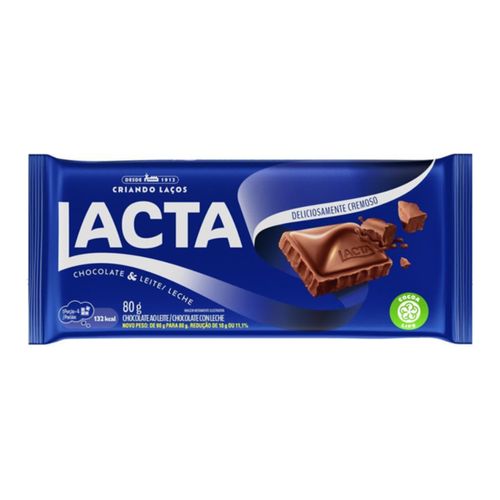 CHOC LACTA AO LEITE 80G