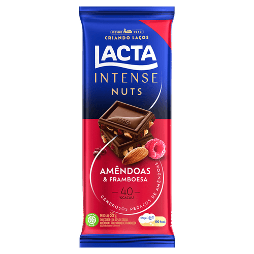 CHOC LACTA NUTS AMEND E FRAMBO 85G