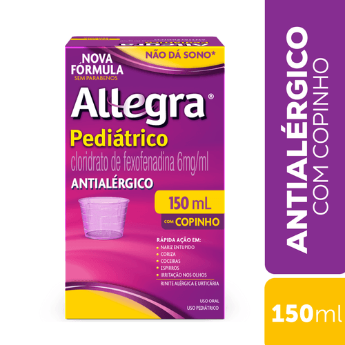 ANTIALÉRGICO INFANTIL ALLEGRA® PEDIÁTRICO 6MG/ML 150ML COM COPINHO