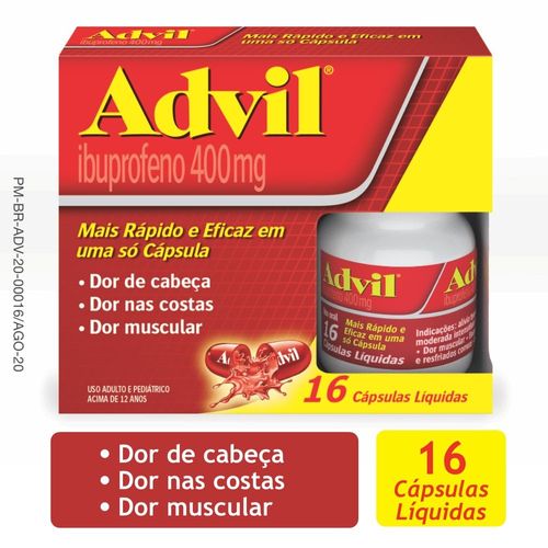 Advil 400mg – Analgésico com Ibuprofeno – 16 cápsulas