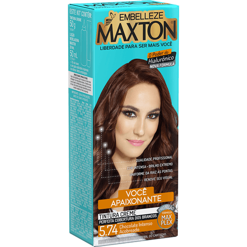 Tinta de Cabelo Maxton Você Mais Apaixonante Chocolate Intenso Acobreado 5.74 KIT ECONOMICO