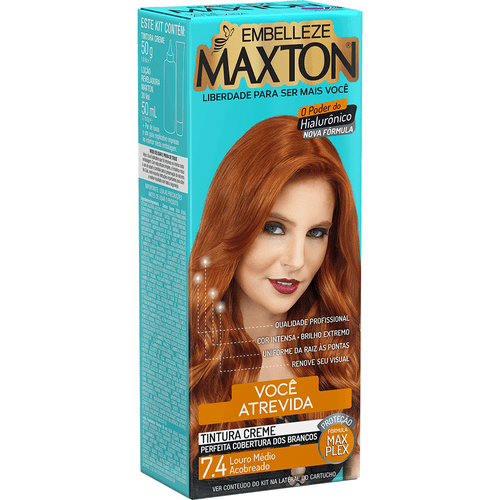 Tinta de Cabelo Maxton Você Atrevida Louro Médio Acobreado 7.4 KIT ECONOMICO