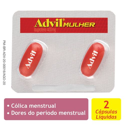 Advil Mulher 400mg – Analgésico com Ibuprofeno – 2 cápsulas