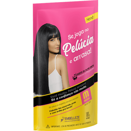 Alisante em Gel Henê Pelúcia Médio Preto 180g Embelleze