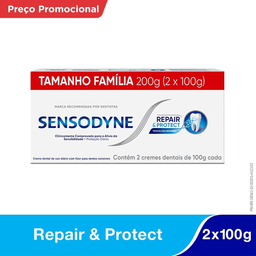 Pack Creme Dental Sensodyne Repair & Protect Caixa 200g 2 Unidades Tamanho Família