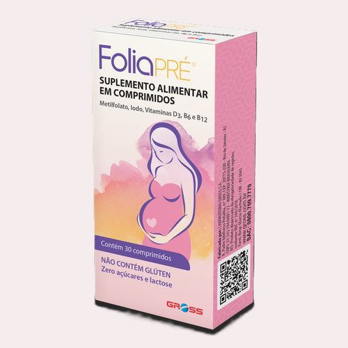 Suplemento Alimentar Polivitamínico FoliaPRÉ Foliapre 30mg Comprimido 30 Unidades
