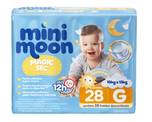 Fralda Descartável Mini Moon Magic Sec G 28 Unidades